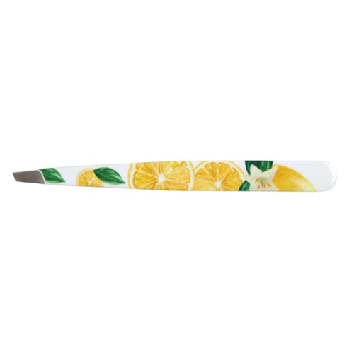 nippes CITRUS Kosmetik-Pinzette Zitrone | Schräge Spitze | Edelstahl | Bunt Lackiert | 9 cm lang | Feine Pinzette | Pinzette Augenbrauen zupfen von nippes Solingen