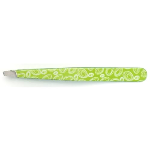 nippes KOSMOS Kosmetik-Pinzette Grün | Schräge Spitze | Edelstahl | Bunt Lackiert | 9 cm lang | Feine Pinzette | Pinzette Augenbrauen zupfen von nippes Solingen