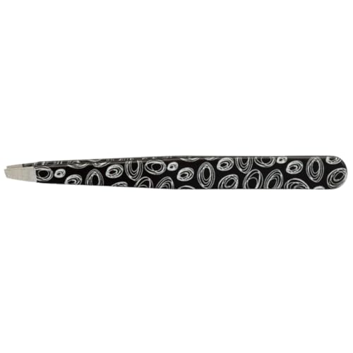 nippes KOSMOS Kosmetik-Pinzette Schwarz | Schräge Spitze | Edelstahl | Bunt Lackiert | 9 cm lang | Feine Pinzette | Pinzette Augenbrauen zupfen von nippes Solingen