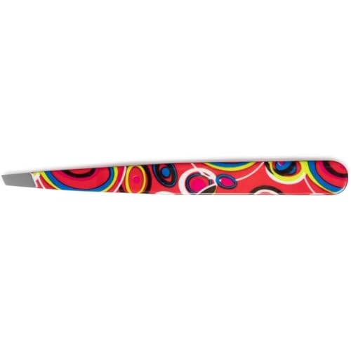 nippes RETRO Kosmetik-Pinzette Rot| Schräge Spitze | Edelstahl | Bunt Lackiert | 9 cm lang | Feine Pinzette | Pinzette Augenbrauen zupfen von nippes Solingen