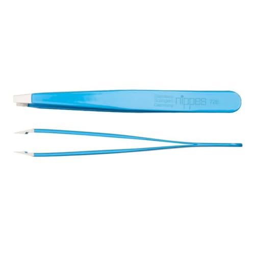 nippes Solingen Pinzette mit gerader Spitze | Edelstahl Rostfrei | 9,5 cm | Blau | Pinzette Augenbrauen Zupfen | Pinzette Spitz | Zur präzisen Haarentfernung | Made in Germany von nippes Solingen