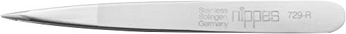 nippes Solingen Pinzette mit schmaler Spitze | Edelstahl Rostfrei | 9,5 cm | Mattsilber | Pinzette Augenbrauen Zupfen | Pinzette Spitz | Zur präzisen Haarentfernung | Made in Germany von nippes Solingen