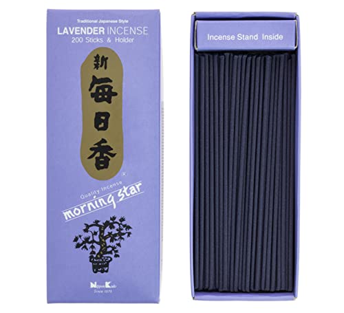 Nippon Kodo Räucherstäbchen Morning Star Lavendel im japanischen Stil mit 200 Riegeln, inkl. Räucherstäbchenhalter von Nippon Kodo