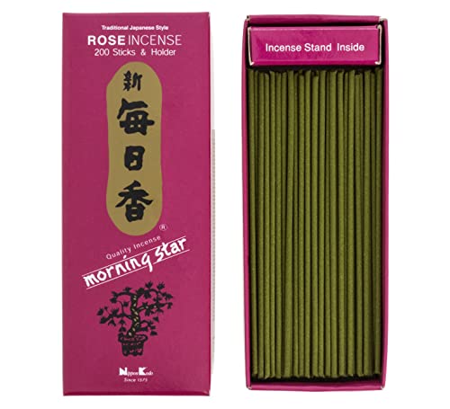 Nippon Kodo Räucherstäbchen Morning Star Rosa, Räucherstäbchen im japanischen Stil mit 200 Riegeln, inkl. Räucherstäbchenhalter von nippon kodo