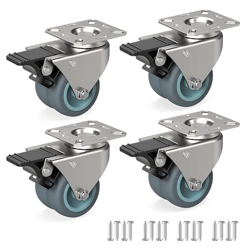 RAVN HAMAN 4er Set Möbelrollen 50 mm - Schwerlastrollen mit Bremse bis 100 kg pro Rad - Doppelrollen für innen und außen - Lenkrollen für viele Bodenarten - Transportrollen - Standkorbrollen, aus TPR RAVN HAMAN 4er Set Möbelrollen 50 mm - Schwerlastrollen mit Bremse bis 100 kg pro Rad - Doppelrollen für innen und außen - Lenkrollen für viele Bodenarten - Transportrollen - Standkorbrollen, aus TPR von RAVN HAMAN