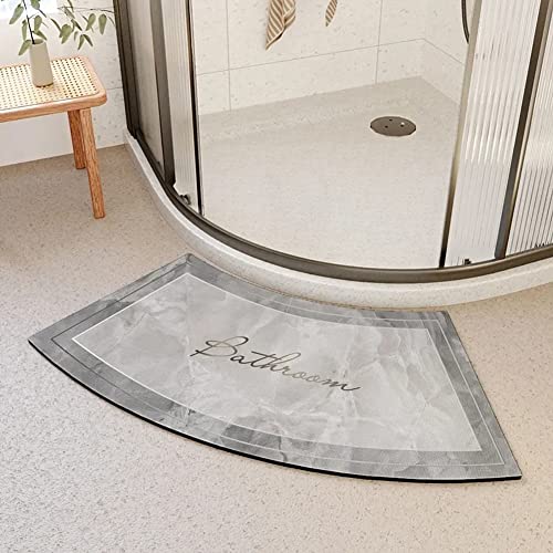 Schnell trocknende Eck-Duschmatte, rutschfeste, gebogene Badematte für runde Dusche, weich saugfähig, Sektorteppich für Badezimmer, bequeme Fußmatte/Pad, Grau von niru