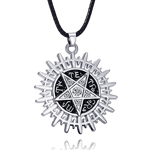 niumanery Supernatural Dean Possession Symbol Pentagram Sun Pendant Leather Necklace von niumanery