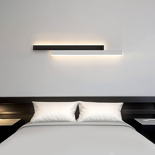 niuniaj 20W Wandlampe Innen,LED Wandleuchte Innen,80CM Wandleuchte Lang,Naturweiß 4000K,Wandlampe Design Schwarz+Weiße für Wohnzimmer, Schlafzimmer, Treppenhaus, Arbeitszimmer von niuniaj