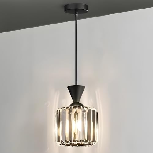 NIUNIAJ Pendelleuchte Modern Esstisch Hängelampe E27,1 Flammig Kristall Pendellampe Schwarz 150CM Max Höhenverstellbar Pendellampe für Wohnzimmer Schlafzimmer Küche Esszimmer （Ohne Leuchtmittel） von niuniaj