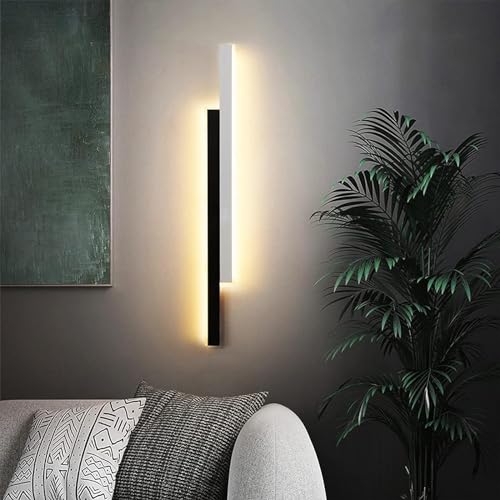 niuniaj 20W Wandlampe Innen,LED Wandleuchte Innen,80CM Wandleuchte Lang,Warmweiß 3000K,Wandlampe Design Schwarz+Weiße für Wohnzimmer, Schlafzimmer, Treppenhaus, Arbeitszimmer von niuniaj