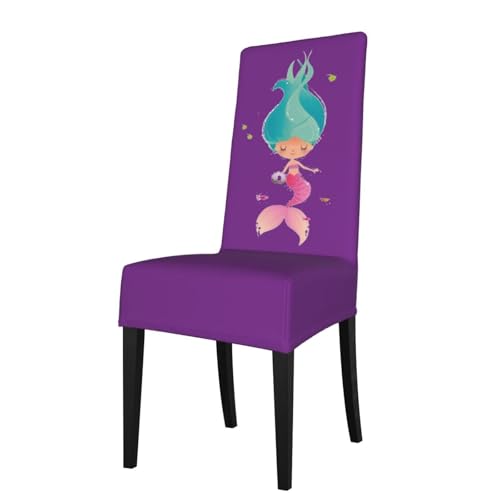 njkhbolk Elastische Stuhlhussen für Esszimmerstühle, mit Meerjungfrau-Druck, abnehmbar, waschbar, universelle Passform von njkhbolk