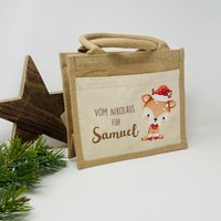 Jute Tasche Nikolaus Weihnachtsgeschenk Geschenktasche Mit Namen Personalisiert von nkcollectiondeshop