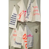 Geschirrtuch Neon Nkhamburg Schriftzug Print Spruch Siebdruck Baumwolle Leinen Langlebig Hochwertig Love Happiness Minimalistisch Geschenk von nkhamburg