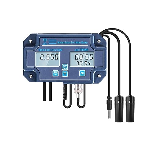 6 in 1 Datenlogger PH EC TDS SALT SG Temp Meter Digital Water Quality Tester WiFi Smart Monitor Tuya APP (Color : Blue) von nmbhus