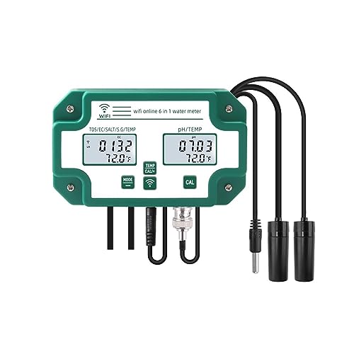 nmbhus 6-in-1-Datenlogger PH EC TDS Salz SG Temperaturmessgerät Digitaler Wasserqualitätstester WiFi Smart Monitor Tuya App (Farbe: Kalibrieren) von nmbhus