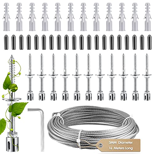 nmoiww Drahtgitter aus Edelstahl für Kletterpflanzen, Drahtrollen-Kits/Kabelgeländer/professioneller Gartendrahtzaun und Kabel (16 m) von nmoiww