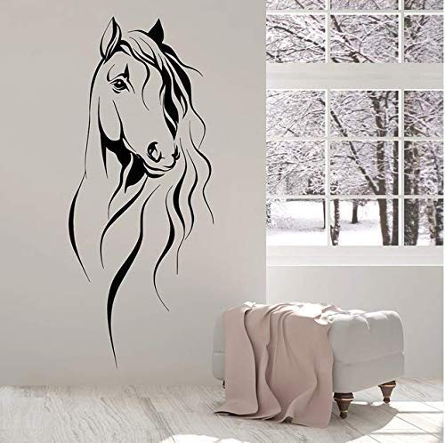 Schöne Pferdekopf Wandtattoo Haustier Tier Art Deco Büro Vinyl Wandaufkleber Wohnzimmer Chinesische Dekoration 42X101 Cm von nmwdu