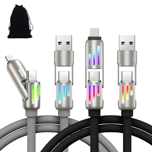 UmiMirari 4 in 1 Charging Cable Fast Charged, 240W Multi USB Charger Cables with Breathing Light, Suitable for Mobile Phones and Laptops (Black + Gray, 3.2FT) von nnOuOnn