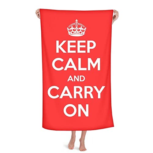 Überwurfdecke mit Aufschrift "Keep Calm And Carry On", weiches warmes Flanell, Rot von no/no