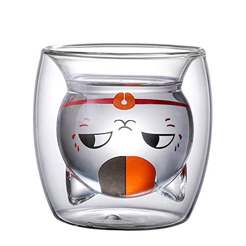 Katzentasse, Doppelwandige gläser, 220ml Espresso Kaffee Tee Tasse Glas kawaii Katze Design tassen 3D Kätzchen Gläser Hitzebeständig kaffeetassen Milch Saft Weihnachts kaffeegläser von no-branded