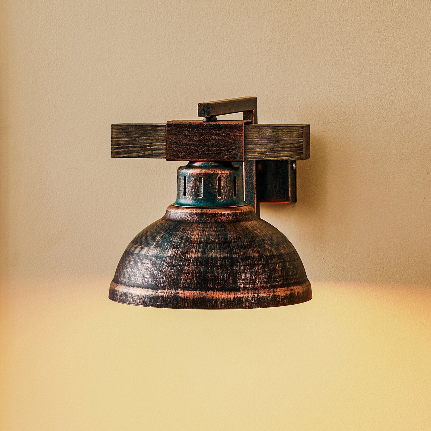 B-Ware Hakon Wandleuchte Lampe Wandlampe Rostbraun Holz Natur E27 Austauschbar Dimmbar von no name