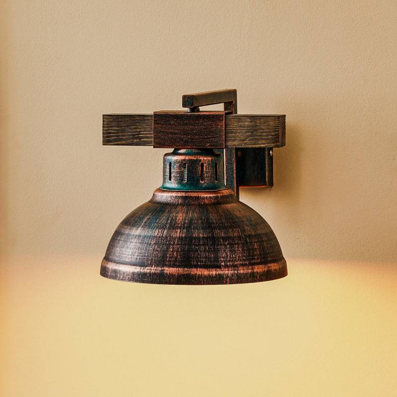 B-Ware Hakon Wandleuchte Lampe Wandlampe Rostbraun Holz Natur E27 Austauschbar Dimmbar von no name