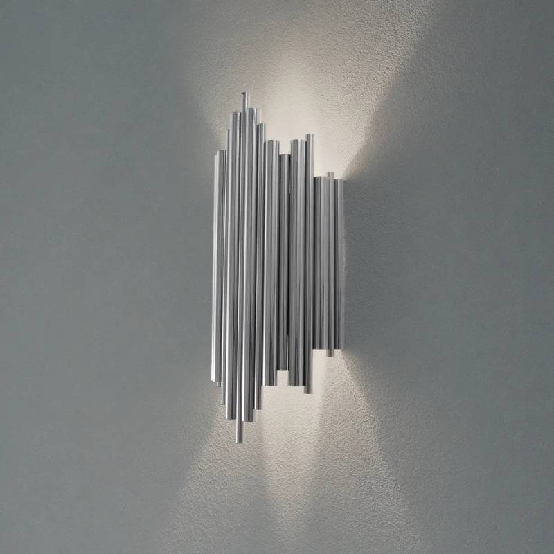 B-Ware Wandleuchte Reis Chrom Metall Höhe 50 Cm Lampe Leuchte Spot Licht von no name