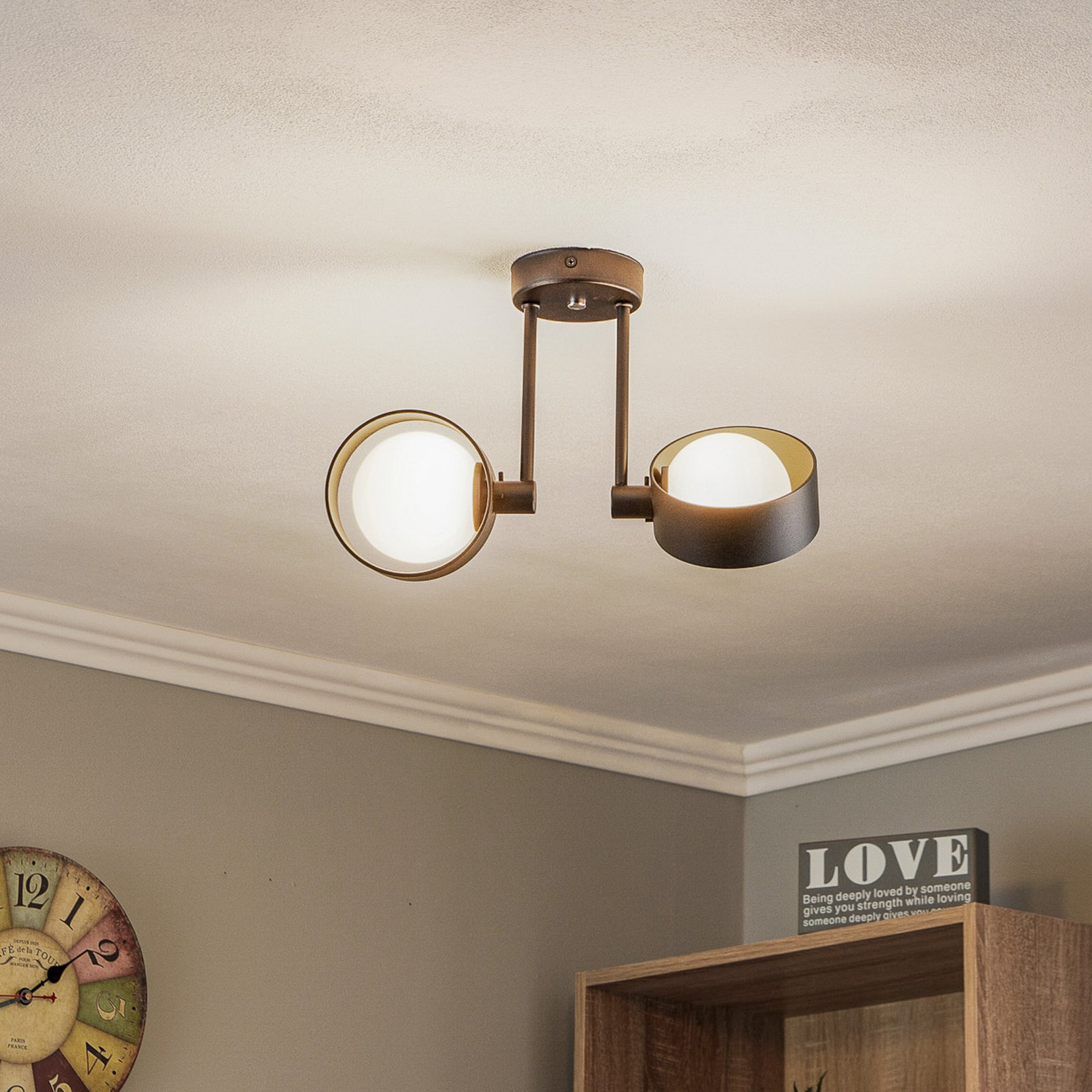 Deckenleuchte Mado Aus Stahl Schwarz Zweiflammig Deckenlampe Lampe Leuchte Spot B-Ware von no name