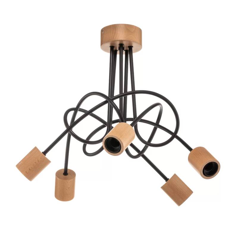 Deckenleuchte Tarnow Fünfflammig Holz Deckenlampe Deckenspot Leuchte Spot Licht B-Ware von no name