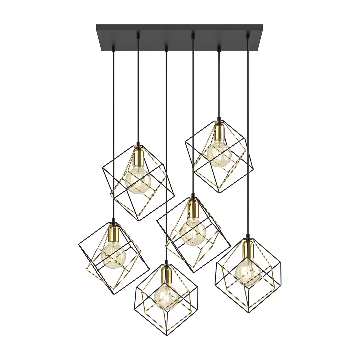 Hängelampe Alambre 6 Flammig Versetzt Gold/Schwarz Hängeleuchte Lampe Licht E27 B-Ware Hängelampe Alambre 6 Flammig Versetzt Gold/Schwarz Hängeleuchte Lampe Licht E27 B-Ware von no name