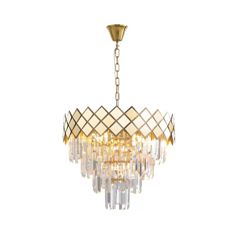 Hängelampe Carisma Metall Goldfarben Glaskristalle ø 50 Cm Deckenlampe Lampe B-Ware von no name