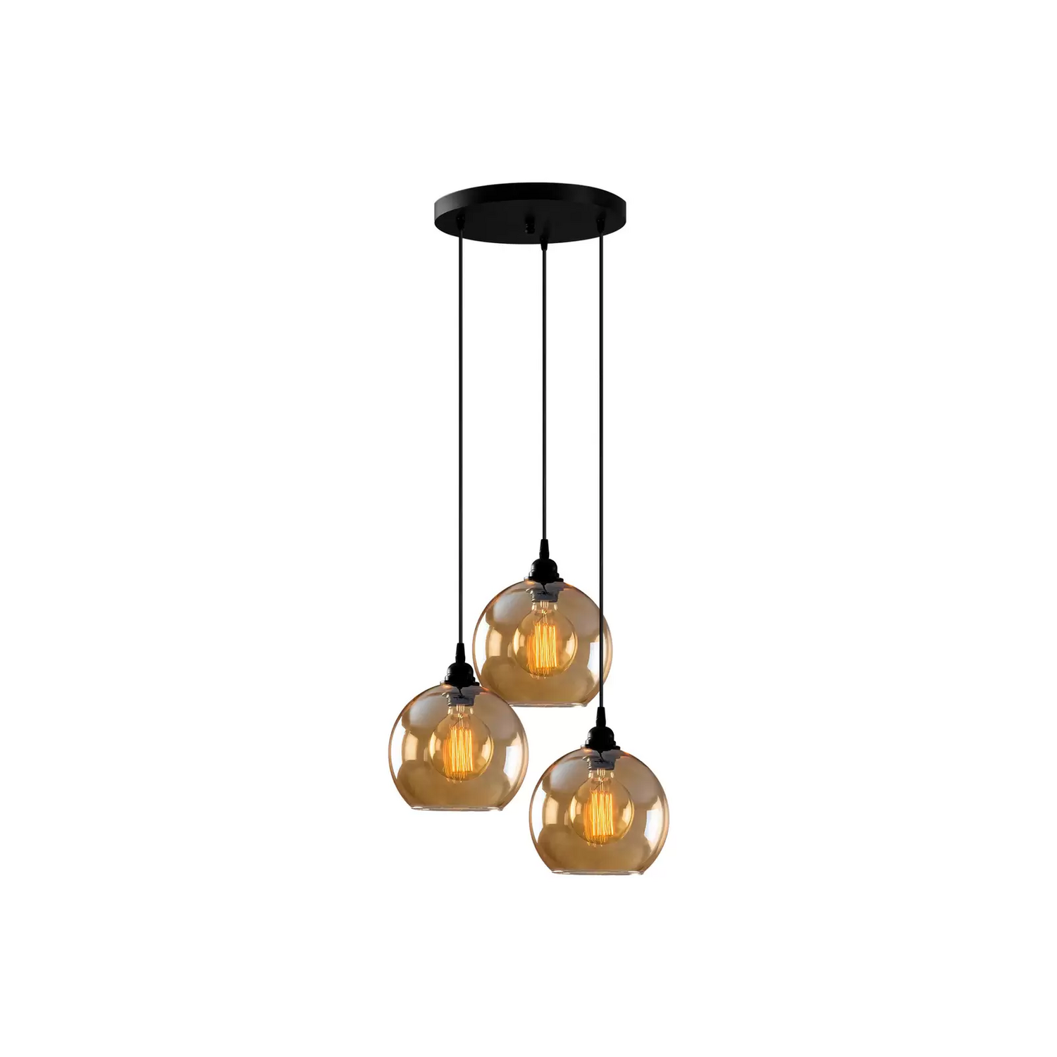 B-Ware Hängelampe Gold 021 3 Flammig Rondell Glas ø20cm Hängeleuchte Lampe Leuchte Spot von no name