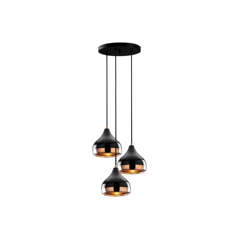 Hängelampe Yildo 6871 3 Flg Rondell Schwarz Kupfer Deckenlampe Lampe Leuchte B-Ware von no name