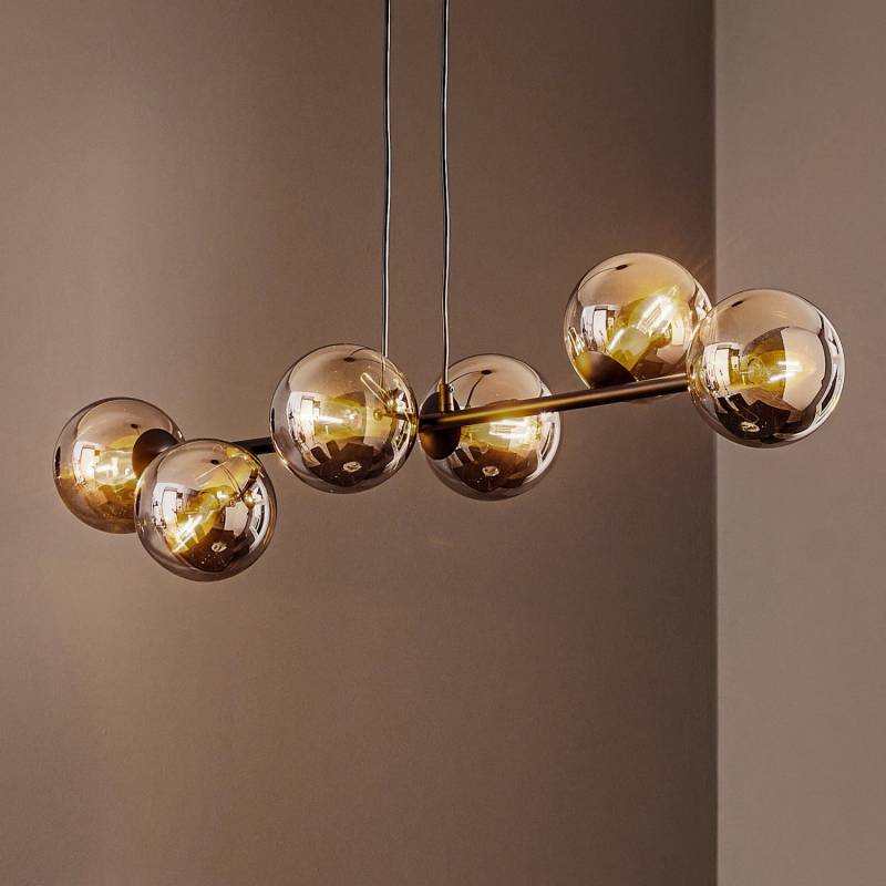 Hängeleuchte Glassy 6 Flammig Schwarz Grafit Glas 110 Cm Deckenlampe Lampe Spot B-Ware von no name