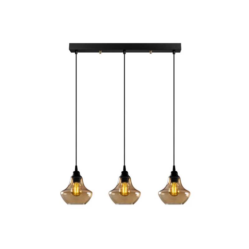 Hängeleuchte Gold 052 Gold Transparent Glas 3 Flammig Lang Deckenlampe Lampe B-Ware von no name