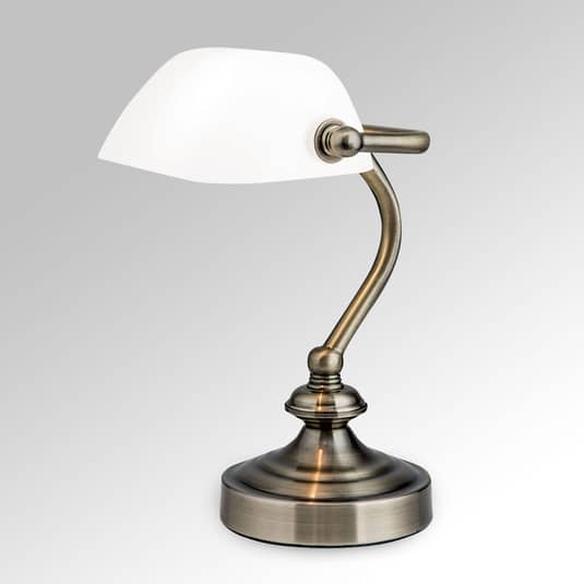 Klassische Banker-Tischleuchte Tischlampe Lampe Leuchte Büro Schreibtisch Glas von no name