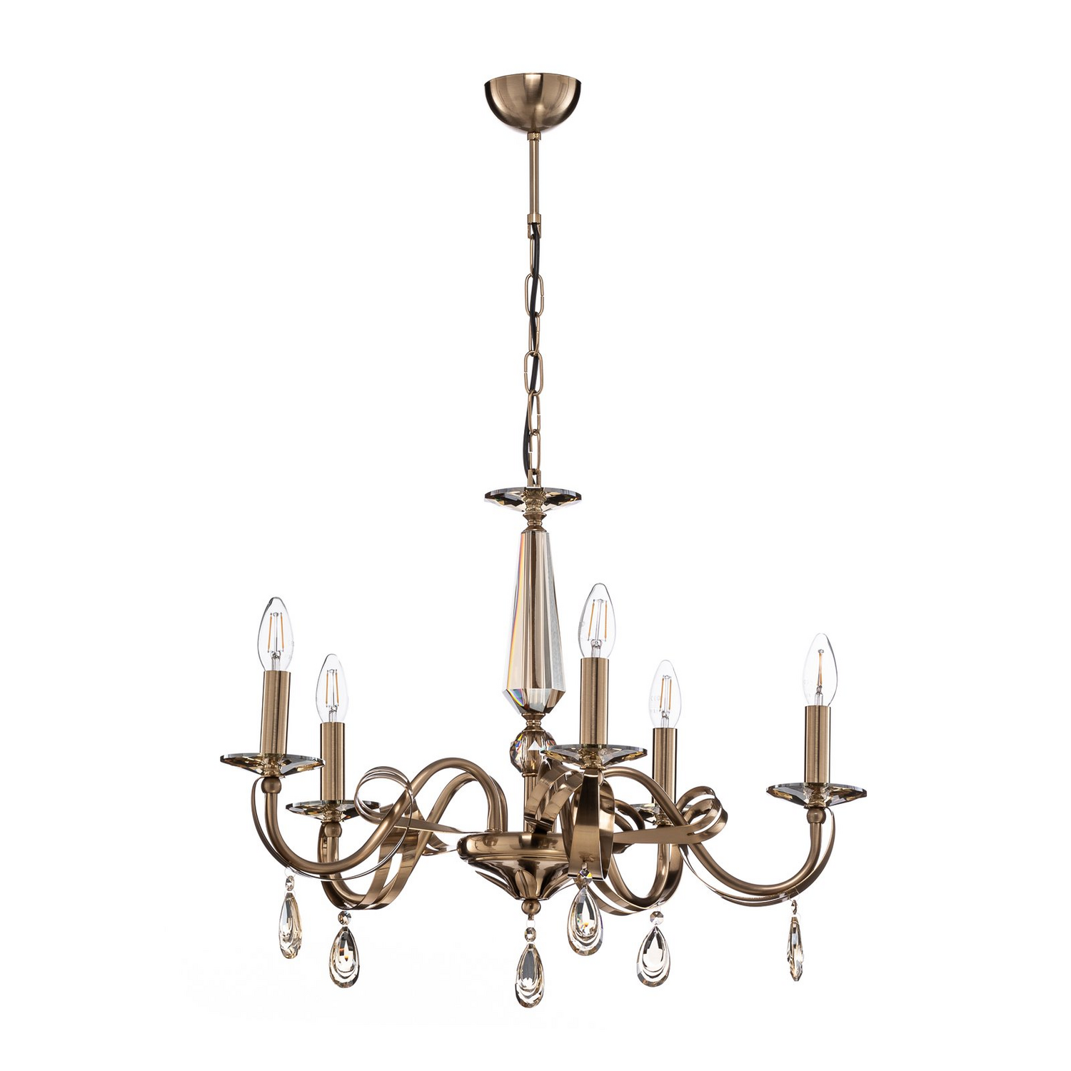 Kronleuchter Castro Messing Antik 5 Flammig Deckenlampe Deckenleuchte Lampe Spot B-Ware von no name