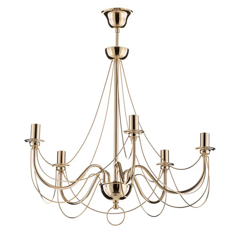 Kronleuchter Retro Deckenlampe Deckenlicht Leuchte Lampe Fünflammig 75cm Gold B-Ware von no name