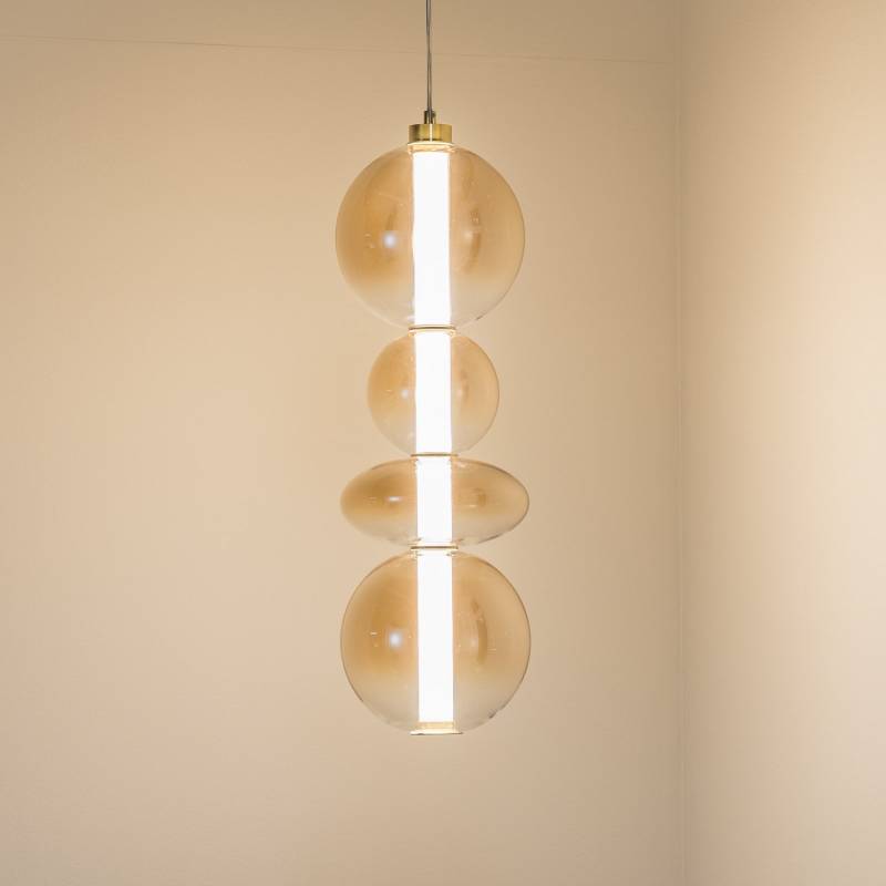 Led Hängeleuchte Daphne Glas Amber Transparent Höhe 62 Cm Deckenlampe Lampe Spot B-Ware von no name