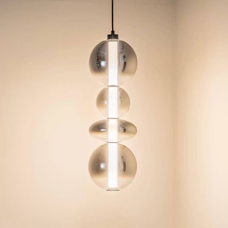 Led Hängeleuchte Daphne Glas Grau Transparent Höhe 62 Cm Deckenlampe Lampe Spot B-Ware von no name