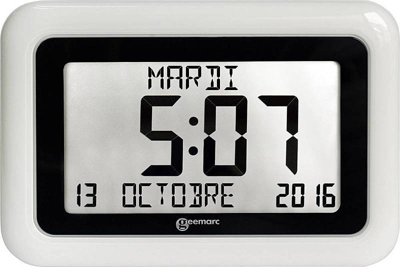 Quarz Funkuhr Uhr Tisch Digital Großes Display Wandmontage Ansage Uhrzeit Weiß B-Ware von no name