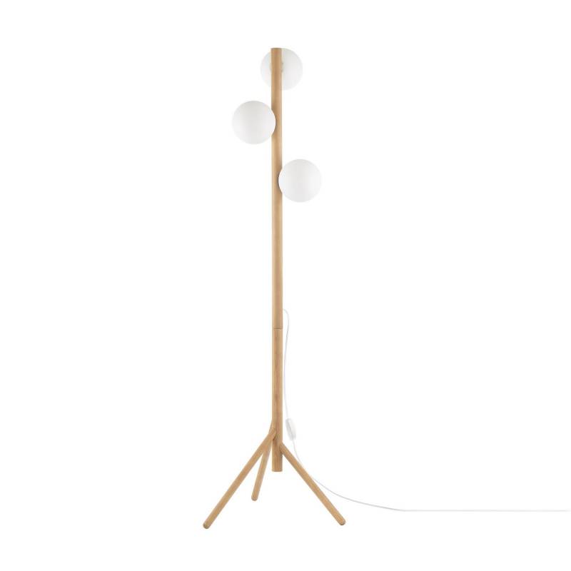 Stehleuchte Estera Opalglas Holzgestell Dreiflammig Stehlampe Lampe Leselampe B-Ware von no name