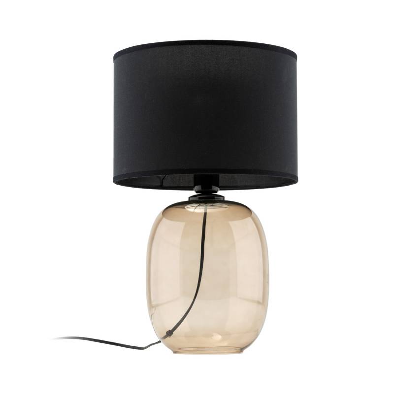Tischleuchte Lampe Melody Glas Braun Textil Schwarz Höhe 48 Cm E27 Led Lampe B-Ware von no name