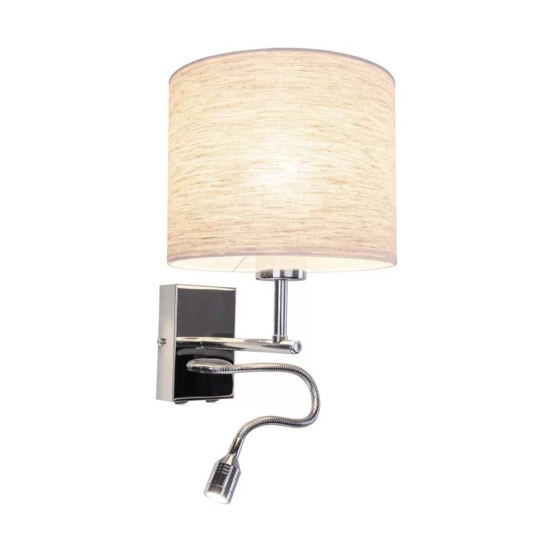 Wandleuchte Boho Mit Lesearm Chrom/Beige Leselampe Wandlampe Lampe Leuchte Licht B-Ware von no name