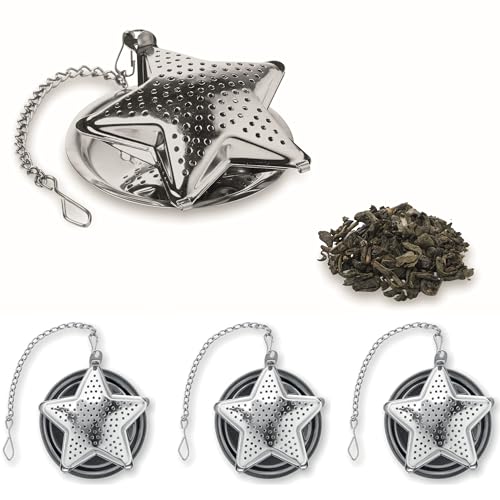 4er Set Weihnachtliche Teesiebe in Sternform Teestab Teeinfusor Teeei für losen Tee aus Edelstahl mit Untersetzer Teebrüher im Spar Angebot von noTrash2003