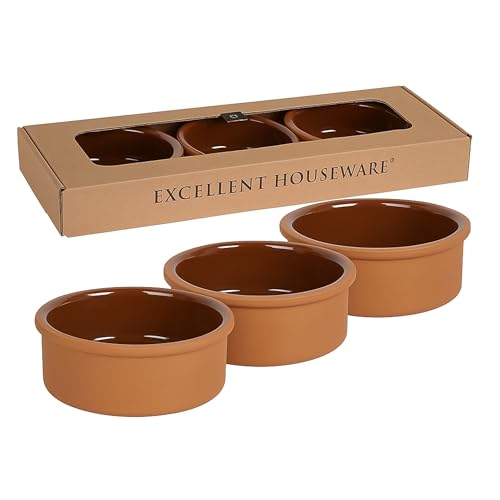 6 Tapas-Schalen aus Terrakotta im Set im Geschenkkarton Ø 11,5 cm, 250 ml Inhalt Klassisch Rustikale Schalen mit glasierter Innenseite Backofenfest Mikrowellen- & Spülmaschinengeeignet von noTrash2003