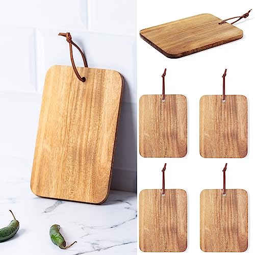6er Set Frühstücksbrettchen Vesperbrettchen Brotzeitteller Schneidbrett Jausenbrett aus Holz Serviergeschirr 20 cm x 15 cm mit Aufhänger von noTrash2003