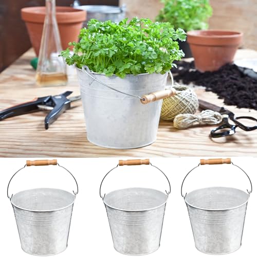 Blecheimer mit Henkel zum Bepflanzen von Kräutern und Blumen, das ideale Pflanzgefäß für kleine Gewächse, 13,5 x Ø 12 cm von notrash von noTrash2003