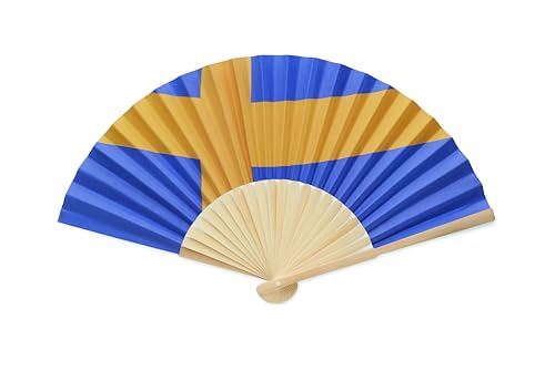 noTrash2003 2 x Bambusfächer Länderflaggen Handfächer mit Papierbespannung - Chinesischer Fächer Taschenfächer Faltfächer Klappfächer Urlaub Party Mallorca Hochzeit Requisiten Deko (Sverige) von noTrash2003