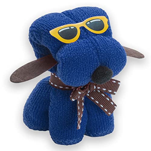 noTrash2003 3 Stück Kinderwaschlappen in lustiger Hundeform Mini Handtuch Waschlappen aus 310 g/qm Mikrofaser 20 cm x 20 cm in Geschenkbox (Blau) von noTrash2003